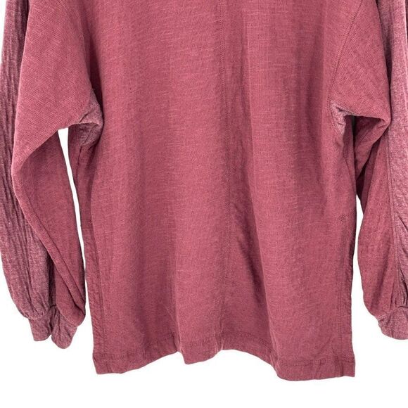 We The Free Back At It Henley Top Long Sleeves Oversized Slouchy Burgundy Small - Picture 9 of 12
